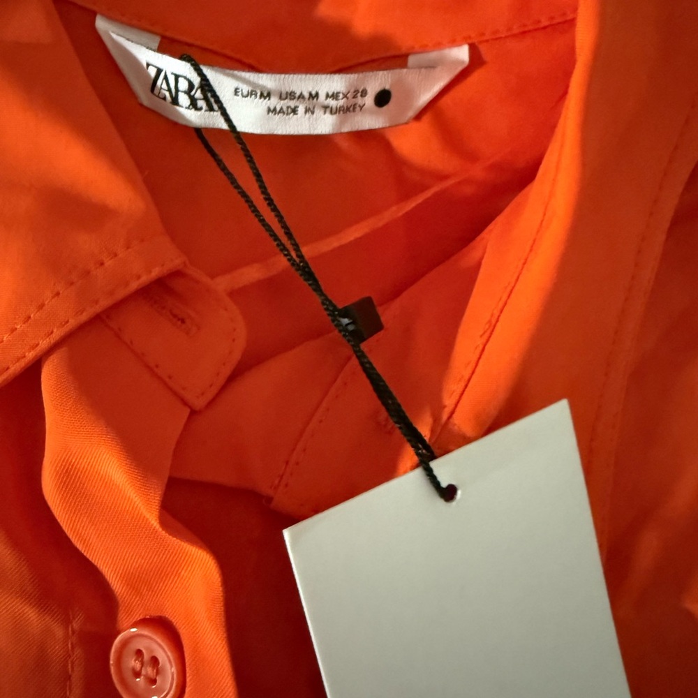 Zara Button-Front Long-Sleeve Blouse - Orange - Picture 3 of 7